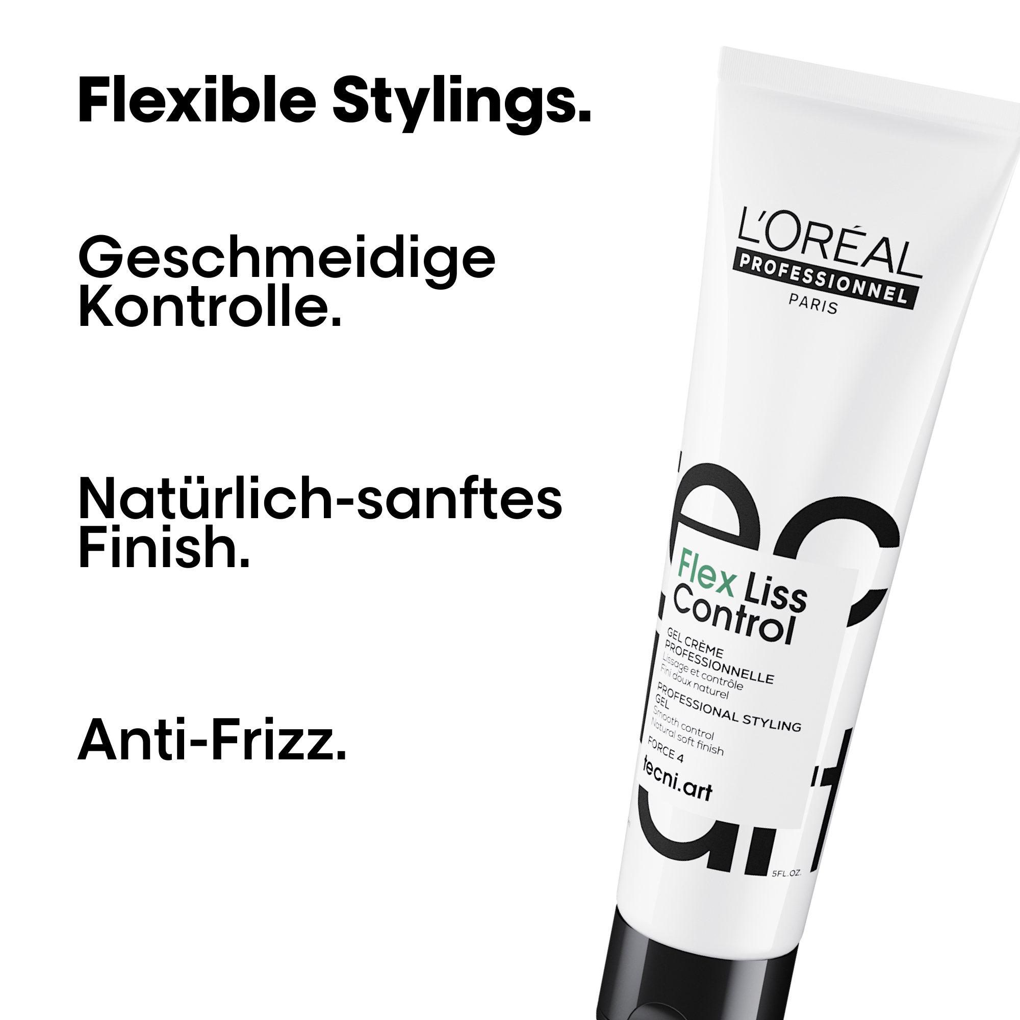 Tecni.ART Flex Liss Control Professionelle Styling Gel-Creme für flexible Stylings und Schutz vor Luftfeuchtigkeit , 150ml