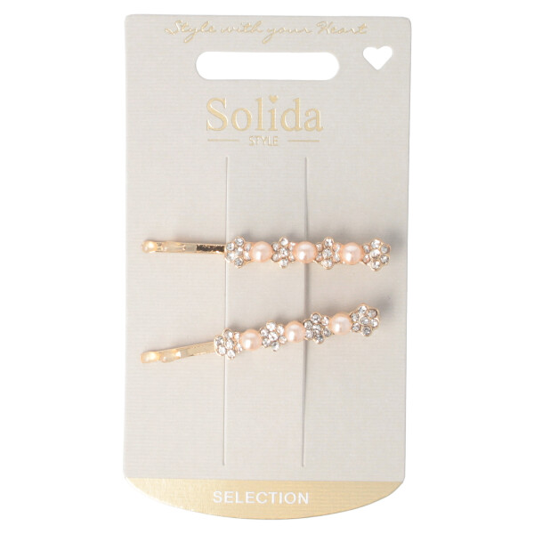 Haarklemme Strass Perle gold 2 Stück