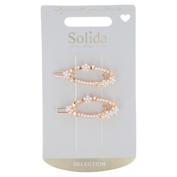 Haarclip Blume gold 2 Stück