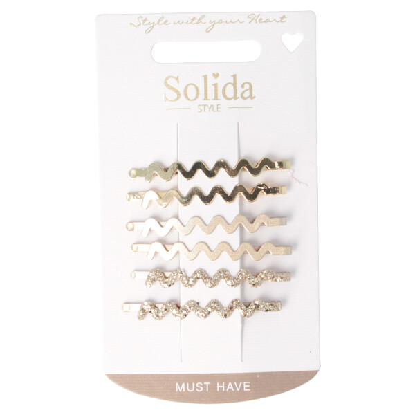 Icons Haarklemmen gewellt gold 6 Stück