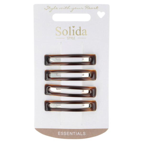 Haarclip havanna rechteck Epoxy 4 Stück