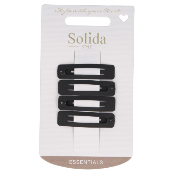 Haarclip schwarz rechteckig matt 4 Stück