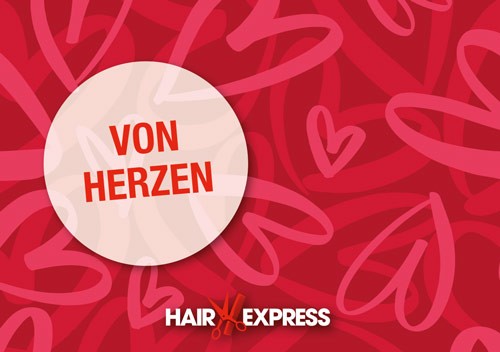 HairExpress Gutschein Trägerkarte von Herzen