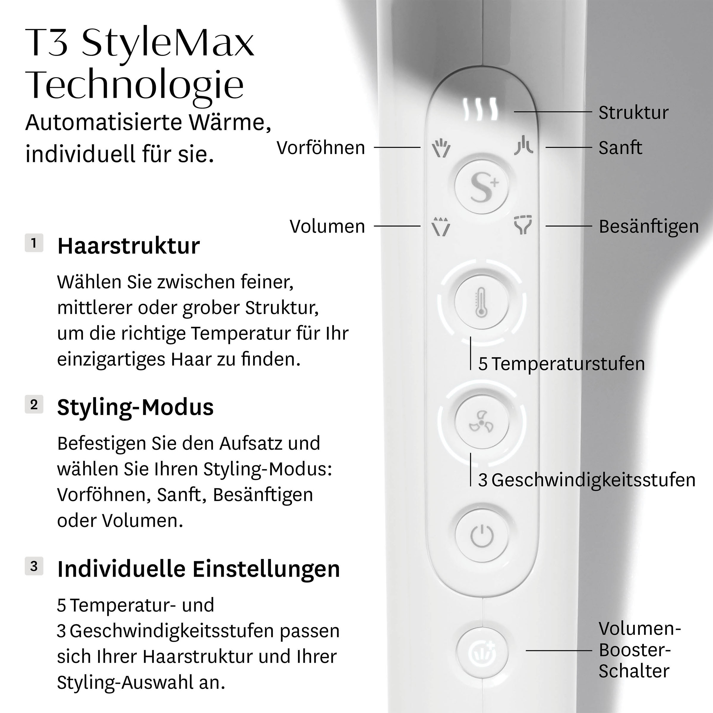 T3 Featherweight Stylemax Haartrockner Professioneller Fohn Ionisch
